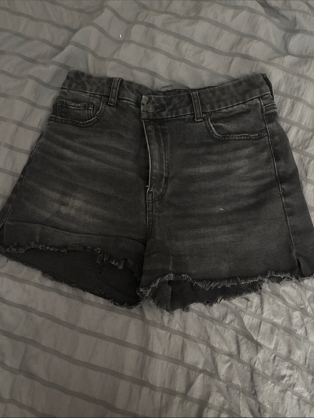 High-Rise Black Denim Cutoff Shorts